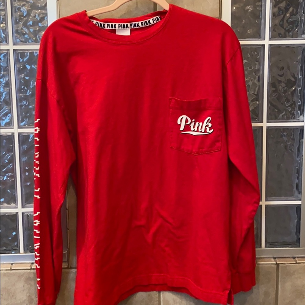 red Large PINK victoria secret long sleeve tee